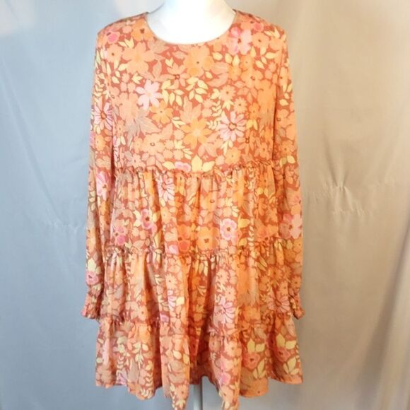 Peach Love California Floral Ruffle Mini Dress - Picture 10 of 10